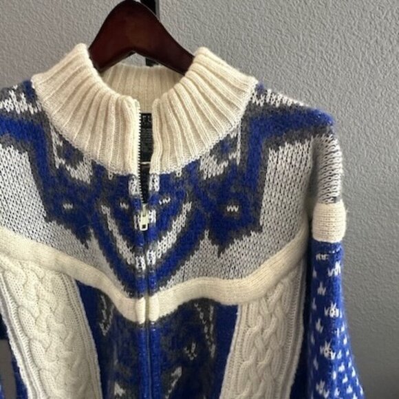 Vintage IB Diffusion Sport Mixed-Stitch Full Zip Sweater Cardigan - Size L - EUC - Picture 2 of 9